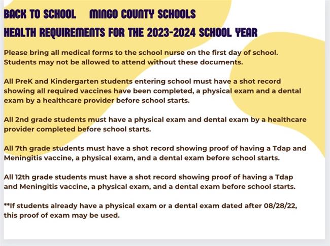  2023 Back to School Health Requirements