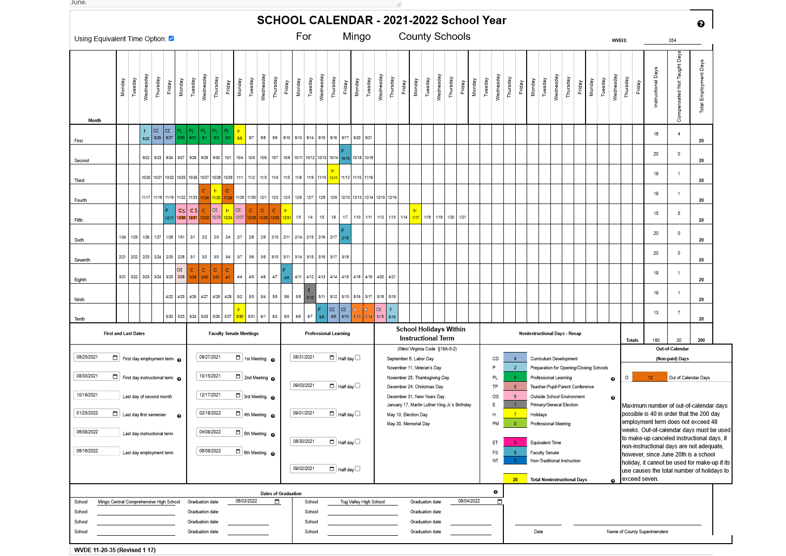 Mingo County Schools / Calendar. 